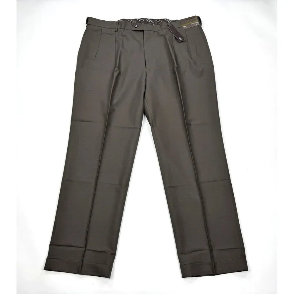 Louis Raphael Luxe Mario Pleated Wool Pant Mens 44 x32 NWT Extended Waist Pocket